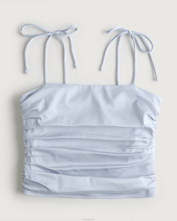 Hollister Kvinder rynket stretch satin top 2H8Z324 toppe lyseblå