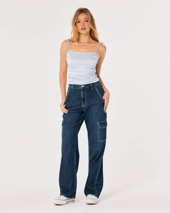 Hollister Kvinder rynket stretch satin top 2H8Z324 toppe lyseblå