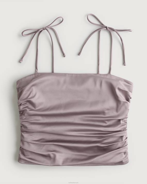 Hollister Kvinder rynket stretch satin top 2H8Z343 toppe lilla grå