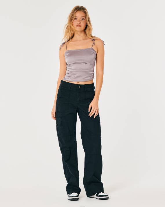 Hollister Kvinder rynket stretch satin top 2H8Z343 toppe lilla grå
