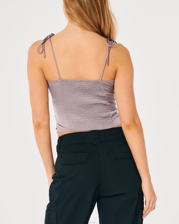 Hollister Kvinder rynket stretch satin top 2H8Z343 toppe lilla grå