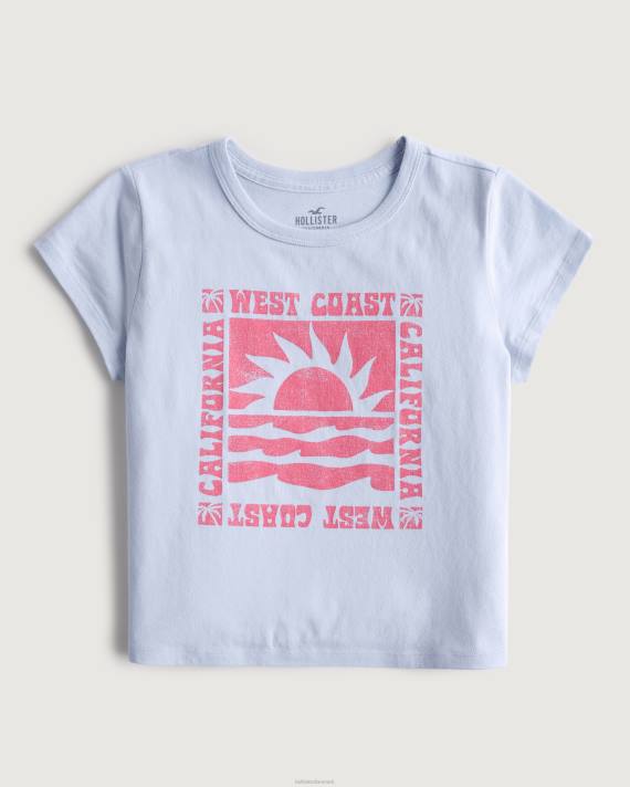 Hollister Kvinder afslappet californisk grafisk baby-t-shirt 2H8Z349 toppe lyseblå
