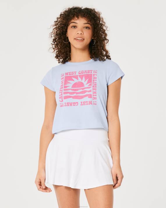 Hollister Kvinder afslappet californisk grafisk baby-t-shirt 2H8Z349 toppe lyseblå