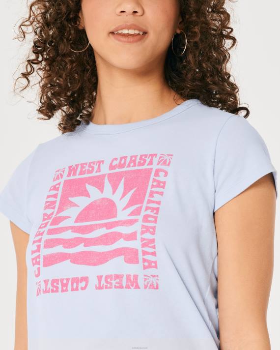 Hollister Kvinder afslappet californisk grafisk baby-t-shirt 2H8Z349 toppe lyseblå