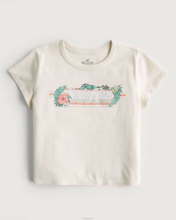 Hollister Kvinder afslappet costa rica grafisk baby-t-shirt 2H8Z359 toppe fløde