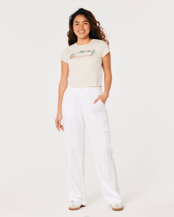 Hollister Kvinder afslappet costa rica grafisk baby-t-shirt 2H8Z359 toppe fløde