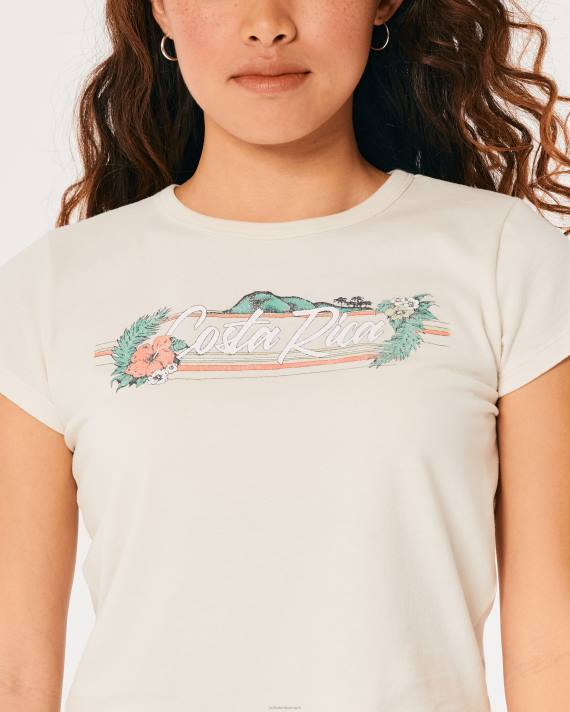 Hollister Kvinder afslappet costa rica grafisk baby-t-shirt 2H8Z359 toppe fløde