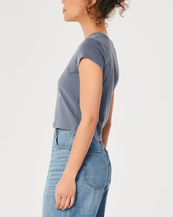 Hollister Kvinder afslappet give en lille kærlighed grafisk baby tee 2H8Z318 toppe flåde