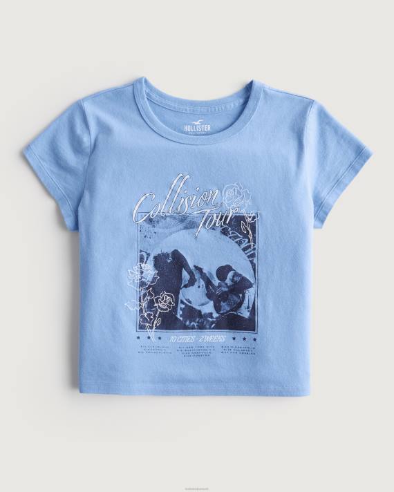 Hollister Kvinder afslappet koncert grafisk baby-t-shirt 2H8Z336 toppe lyseblå