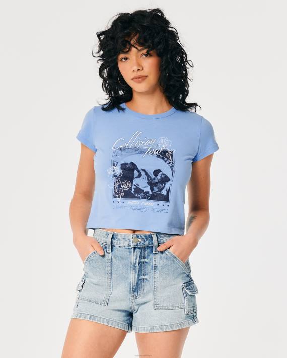 Hollister Kvinder afslappet koncert grafisk baby-t-shirt 2H8Z336 toppe lyseblå