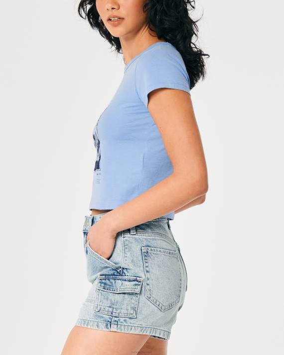 Hollister Kvinder afslappet koncert grafisk baby-t-shirt 2H8Z336 toppe lyseblå