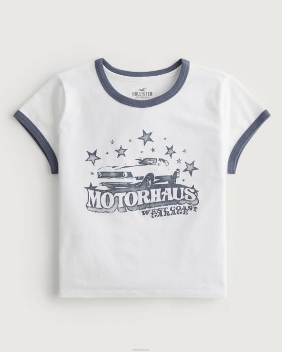 Hollister Kvinder afslappet motorhaus grafisk baby-t-shirt 2H8Z274 toppe hvid