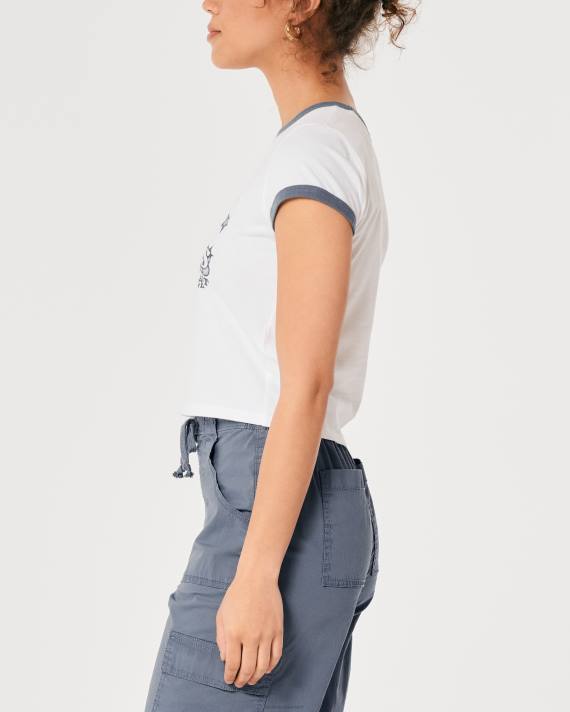 Hollister Kvinder afslappet motorhaus grafisk baby-t-shirt 2H8Z274 toppe hvid