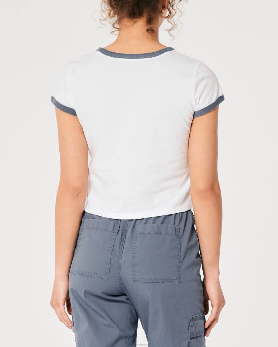 Hollister Kvinder afslappet motorhaus grafisk baby-t-shirt 2H8Z274 toppe hvid