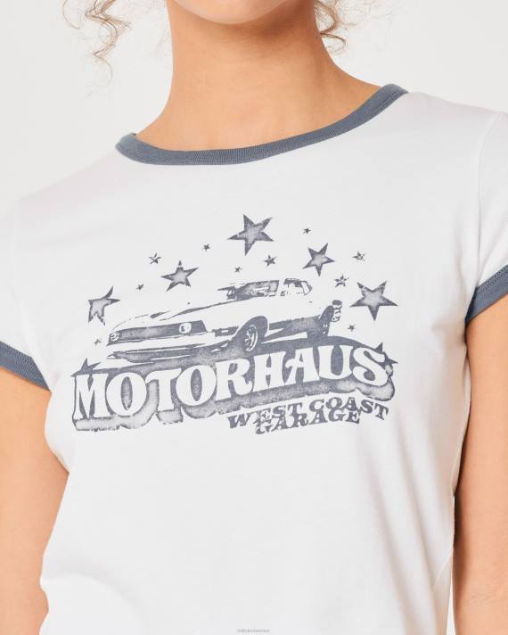 Hollister Kvinder afslappet motorhaus grafisk baby-t-shirt 2H8Z274 toppe hvid