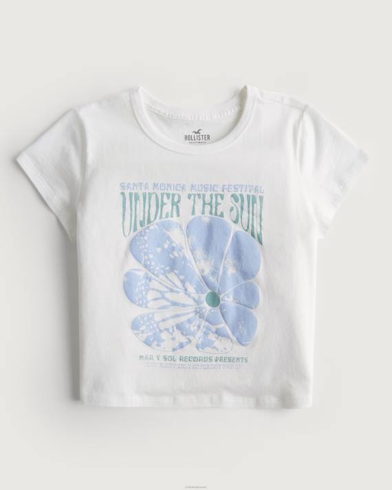 Hollister Kvinder afslappet retro musikfestival grafisk baby-t-shirt 2H8Z242 toppe hvid retro