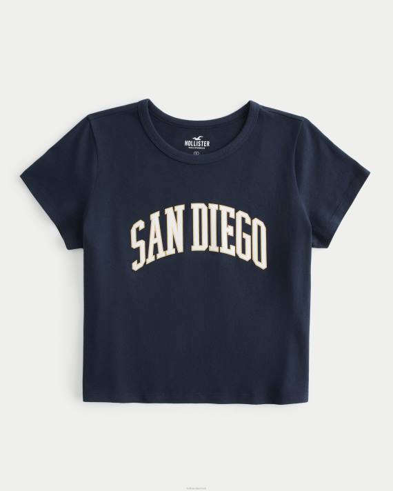 Hollister Kvinder afslappet san diego grafisk baby-t-shirt 2H8Z118 toppe Marine blå