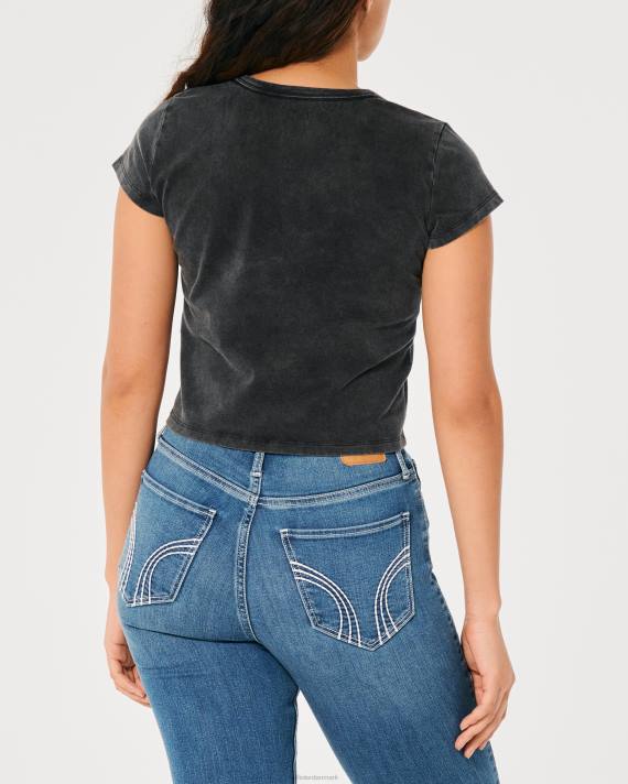 Hollister Kvinder afslappet solopgang grafisk baby-t-shirt 2H8Z347 toppe vasket sort