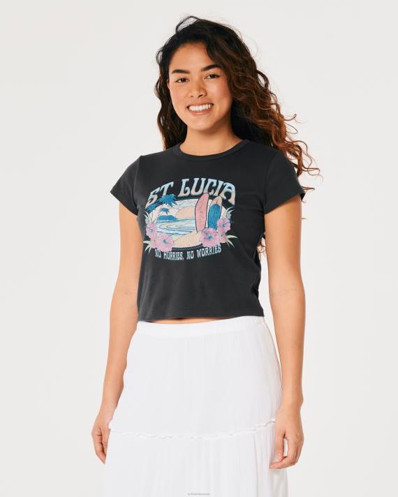 Hollister Kvinder afslappet st. lucia grafisk baby t-shirt 2H8Z252 toppe mørkegrå