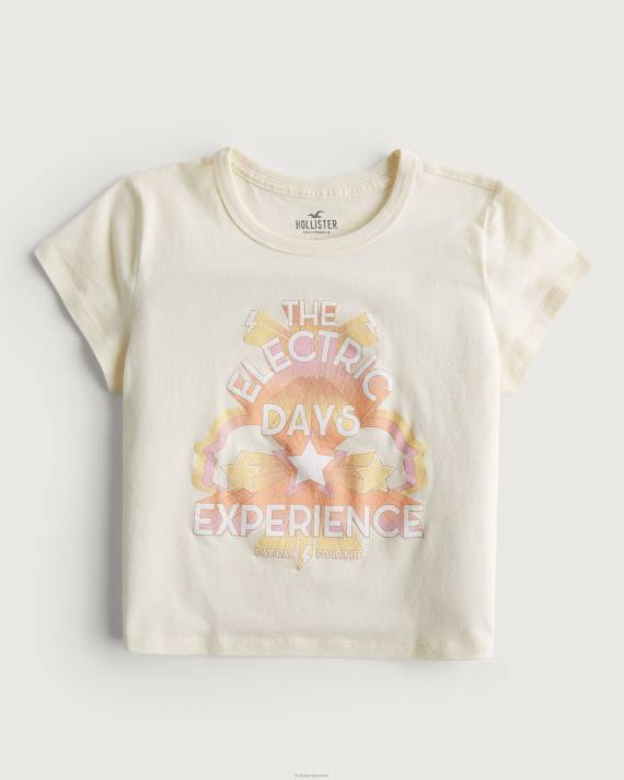 Hollister Kvinder afslappet vintage grafisk baby-t-shirt 2H8Z425 toppe creme vintage