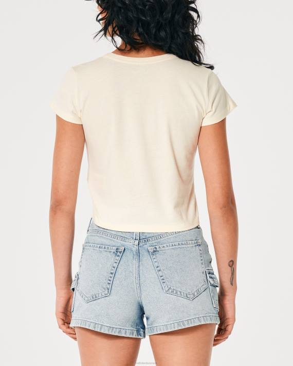 Hollister Kvinder afslappet vintage grafisk baby-t-shirt 2H8Z425 toppe creme vintage