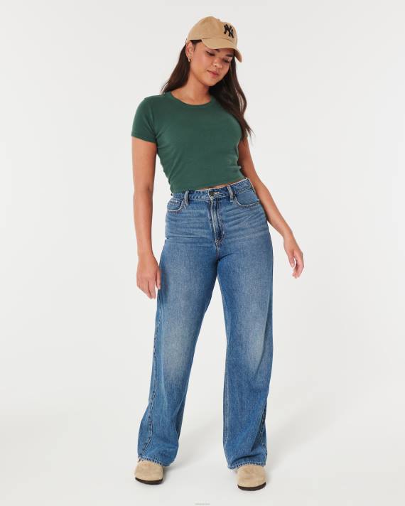 Hollister Kvinder baby-t-shirt i bomuld 2H8Z7 toppe grøn