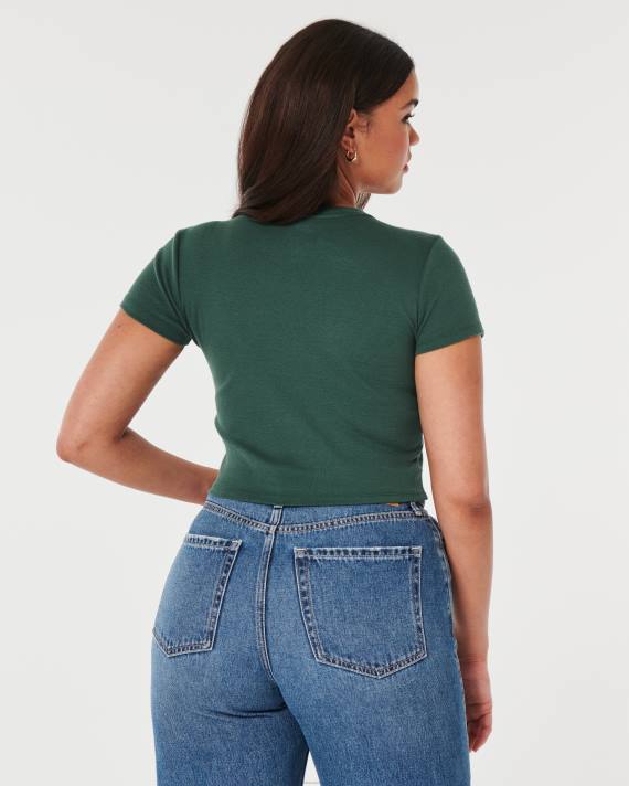 Hollister Kvinder baby-t-shirt i bomuld 2H8Z7 toppe grøn