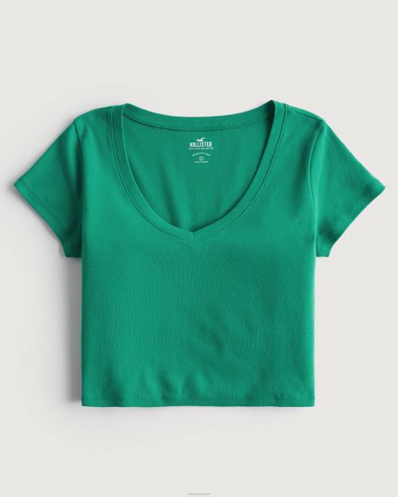 Hollister Kvinder baby-t-shirt med v-hals 2H8Z251 toppe grøn