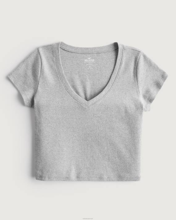 Hollister Kvinder baby-t-shirt med v-hals 2H8Z266 toppe gråmeleret
