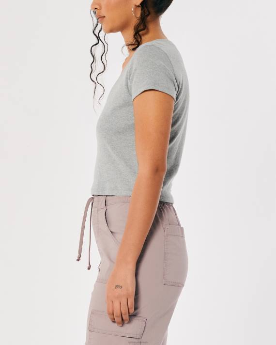 Hollister Kvinder baby-t-shirt med v-hals 2H8Z266 toppe gråmeleret