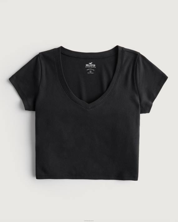 Hollister Kvinder baby-t-shirt med v-hals 2H8Z275 toppe sort