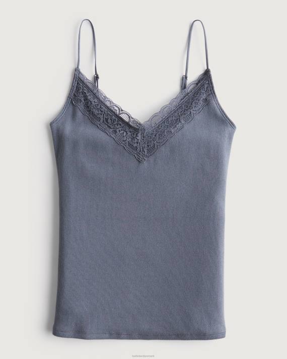Hollister Kvinder blondekant ribstrikket v-hals cami 2H8Z332 toppe flåde