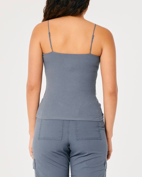 Hollister Kvinder blondekant ribstrikket v-hals cami 2H8Z332 toppe flåde