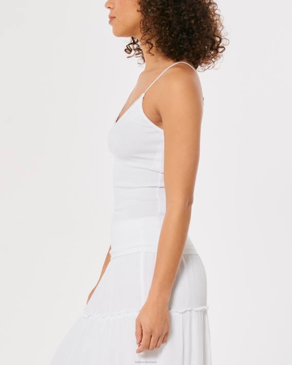 Hollister Kvinder blondekant ribstrikket v-hals cami 2H8Z388 toppe sort