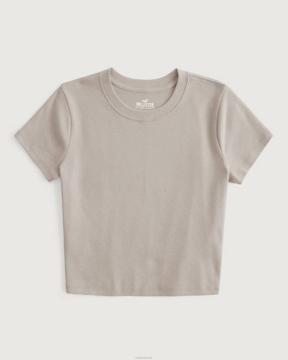 Hollister Kvinder bomuld crew baby t-shirt 2H8Z13 toppe taupe