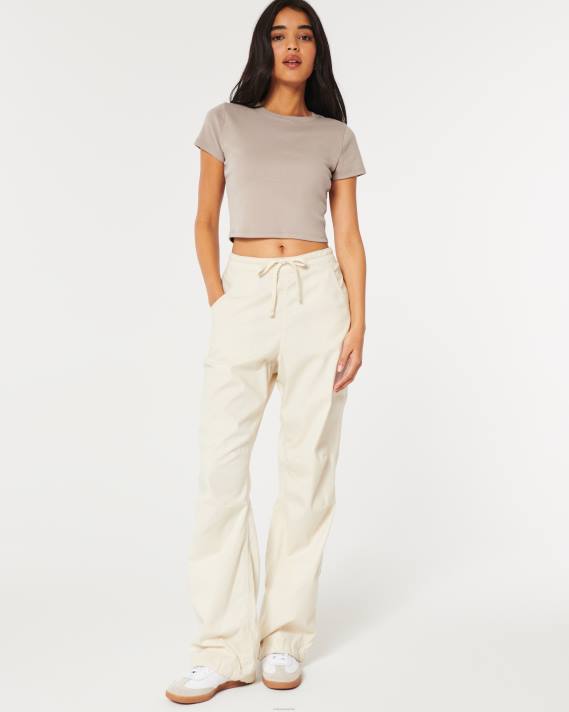 Hollister Kvinder bomuld crew baby t-shirt 2H8Z13 toppe taupe