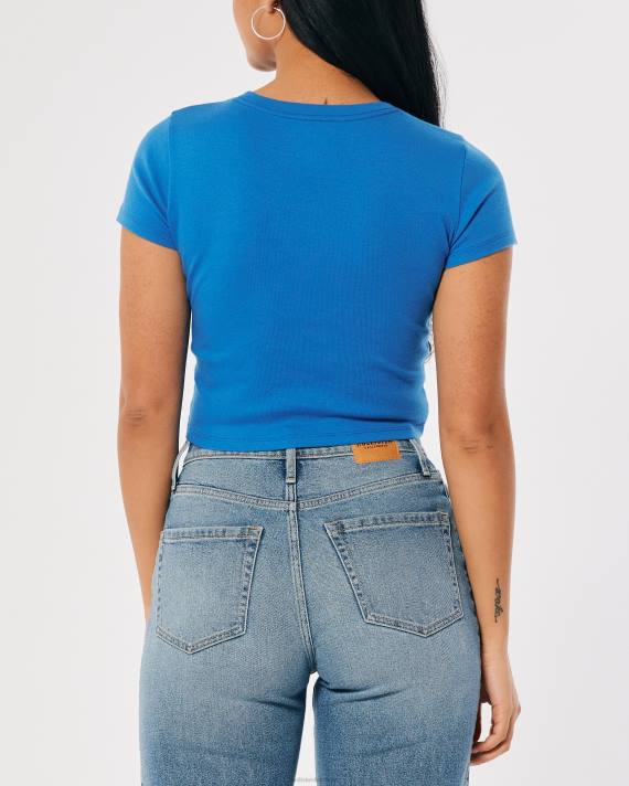 Hollister Kvinder bomuld crew baby t-shirt 2H8Z158 toppe blå
