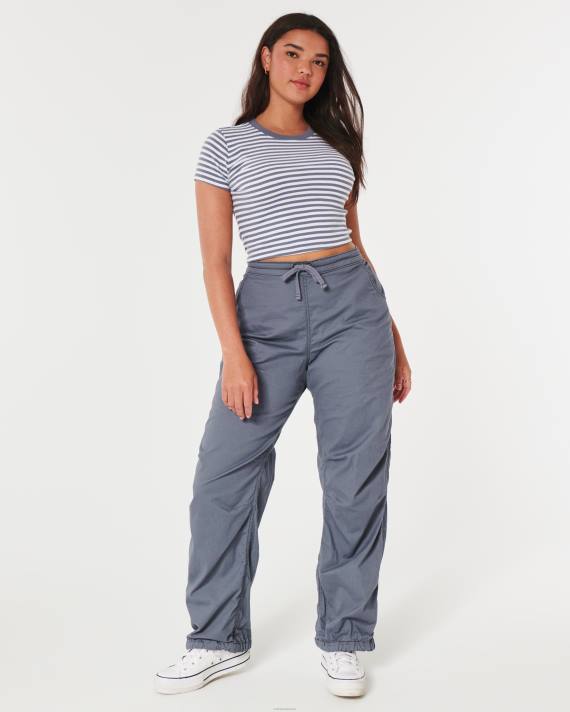 Hollister Kvinder bomuld crew baby t-shirt 2H8Z160 toppe hvid stribe