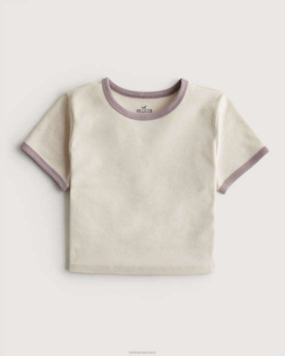 Hollister Kvinder bomuld crew baby t-shirt 2H8Z231 toppe fløde