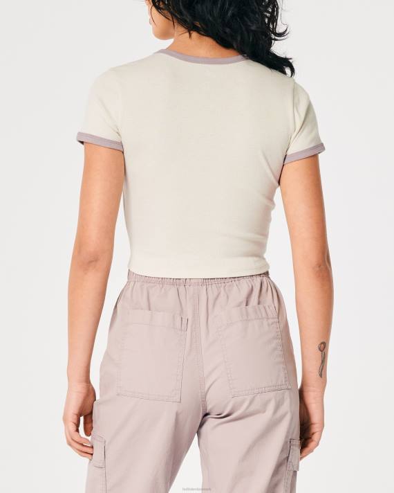 Hollister Kvinder bomuld crew baby t-shirt 2H8Z231 toppe fløde