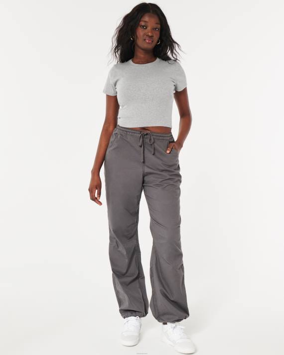 Hollister Kvinder bomuld crew baby t-shirt 2H8Z24 toppe lys gråmeleret