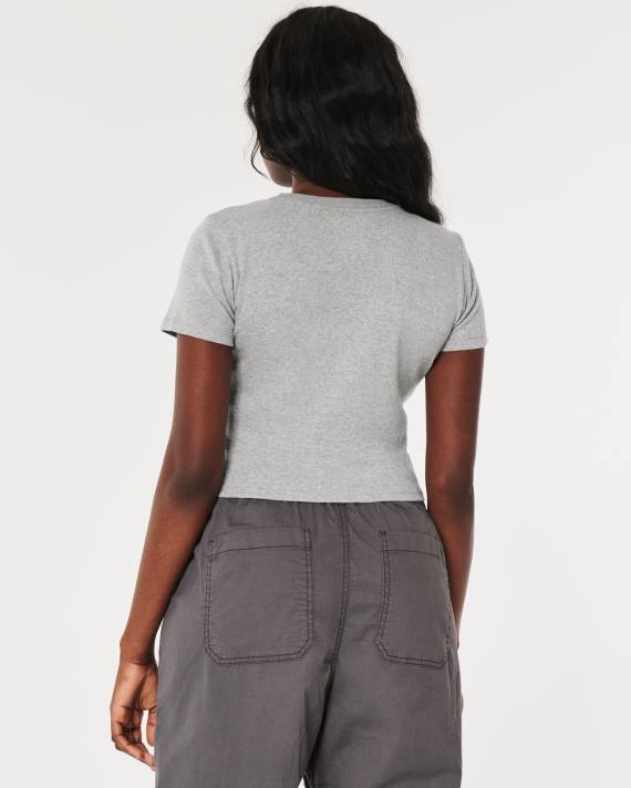 Hollister Kvinder bomuld crew baby t-shirt 2H8Z24 toppe lys gråmeleret