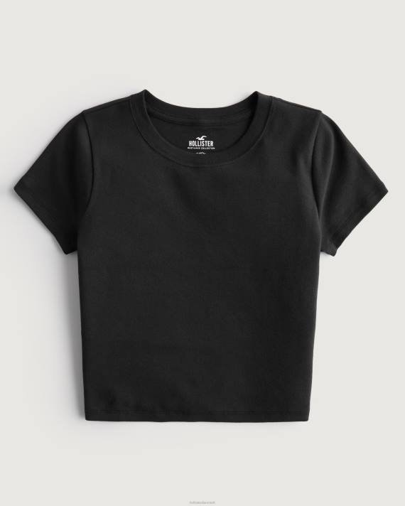 Hollister Kvinder bomuld crew baby t-shirt 2H8Z3 toppe sort
