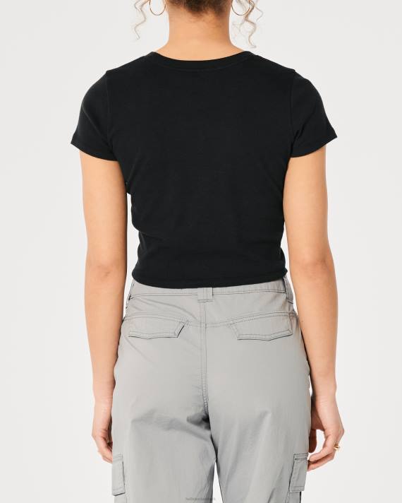 Hollister Kvinder bomuld crew baby t-shirt 2H8Z3 toppe sort