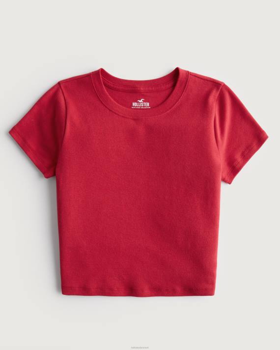 Hollister Kvinder bomuld crew baby t-shirt 2H8Z40 toppe rød