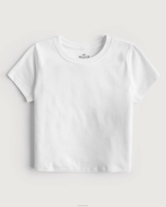 Hollister Kvinder bomuld crew baby t-shirt 2H8Z5 toppe hvid