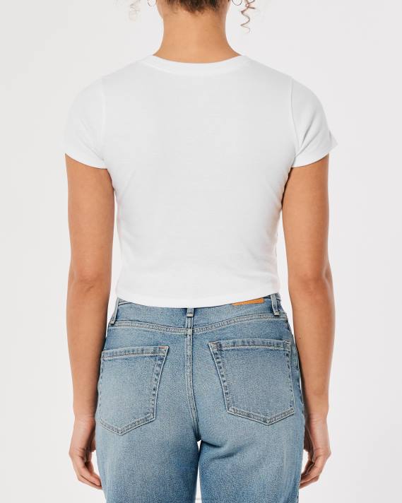 Hollister Kvinder bomuld crew baby t-shirt 2H8Z5 toppe hvid
