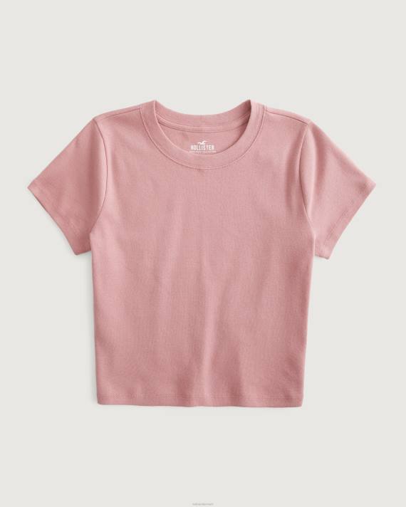 Hollister Kvinder bomuld crew baby t-shirt 2H8Z8 toppe lyserød