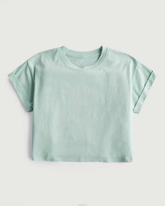 Hollister Kvinder gilly hicks active essentials boxy crew t-shirt 2H8Z182 toppe mintgrøn