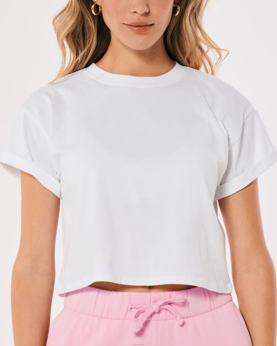 Hollister Kvinder gilly hicks active essentials boxy crew t-shirt 2H8Z182 toppe mintgrøn